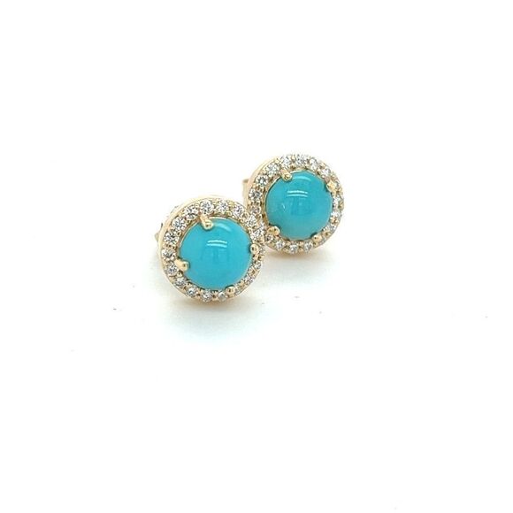 Natural Turquoise Diamond Earrings 14k Gold 2.18 TCW Certified $2,490 217839 - Picture 6 of 7